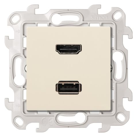 S24 Stopcontact HDMI 1.4 + USB A 2.0, kleur: ivoor
