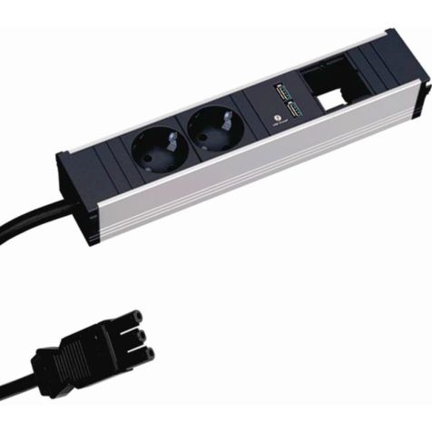 CONI powerstrip 4 modulen (2x Stopcontacten 1x USB Charger A/A 1x Lege mod)met kabel 0,2m GST18i3 (SHUKO)