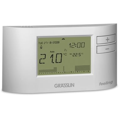 Horloge thermostat d'ambiance,_x000D_
filaire, numérique,_x000D_
avec programme hebdomadaire,_x000D_
couleur: blanc