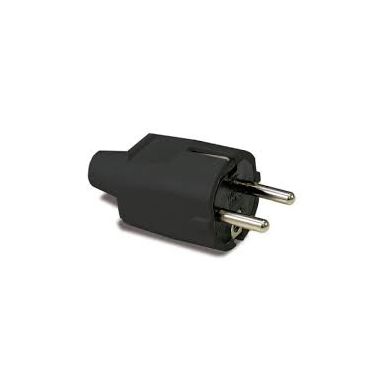 Fiche male PVC 2Pol +T 10-16A noir IP20