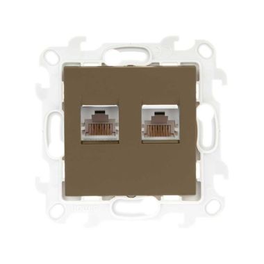 S24 Stopcontact 2x RJ45, UTP categorie 6, kleur: grafiet