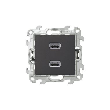 S24 Prise double USB, couleur: graphite