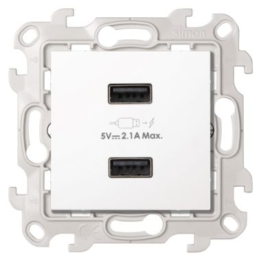 S24 Prise Chargeur double USB A, 2.4A 230V, couleur: blanc