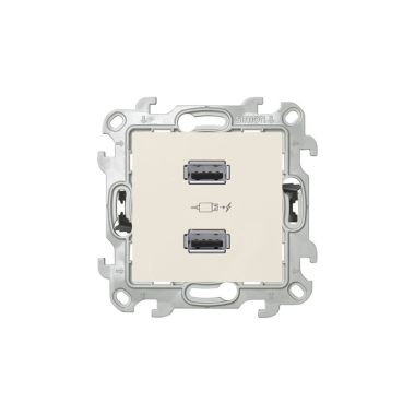 S24 Prise Chargeur double USB A, 2.4A 230V, couleur: ivoire