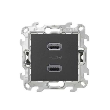 S24 Prise Chargeur double USB A, 2.4A 230V, couleur: graphite