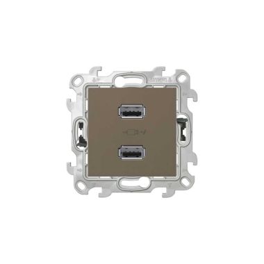 S24 Prise Chargeur double USB A, 2.4A 230V, couleur: taupe