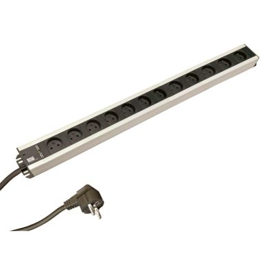 CRAFTMANS STRIP 12x Stopcontacten 90° met Thermische zekkering. en kabel 2m H05VV-F 3G1,5