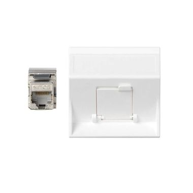 Schuine CIMA 500 plaat VDM 1xRJ45 cat 6A FTP met stofklep W