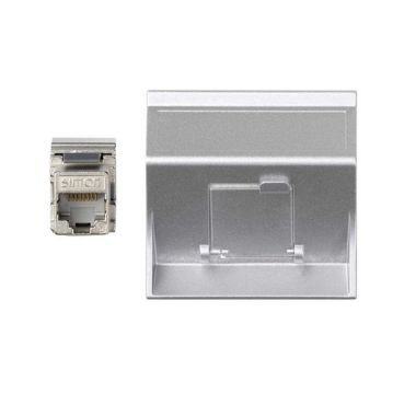 Schuine CIMA 500 plaat VDM 1xRJ45 cat 6A FTP met stofklep A