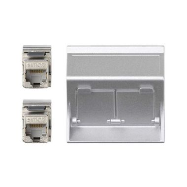 Schuine CIMA 500 plaat VDM 2xRJ45 cat 6A FTP met stofklep A