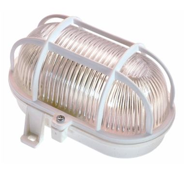 Ovaal armatuur E27 van 60W, materiaal: PVC, 230V, 500 gram, wit, IP44