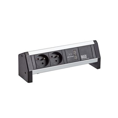 DESK1 3 modulen (2x UTE 1x USB Charger A/A) Alu met GST18i3 in/out