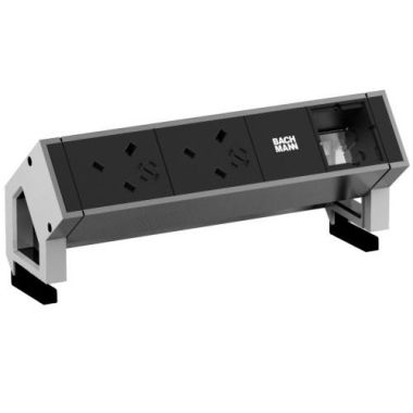 DESK2 2x UK 3,15A 45ø 1x Mod.Vide.Inox lack