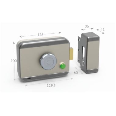 Deurslot RimTopLock met relaisdrukknop en functie Permanente ontgrendeling ,Timer en Sensor deur dicht 12Vdc