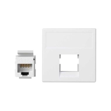 K45 Plaque VDM plate sans volet 1 x RJ 45Cat. 5e UTP - Blanc