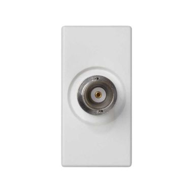 K45 plaat 1/2 mech met 1 BNC-connector75 Ohm Soldeeraansluiting Wit