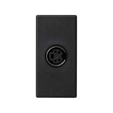 K45 plaat 1/2 mech met 1 connector S-Vidéo vrouw Schroefaansluiting Grafiet