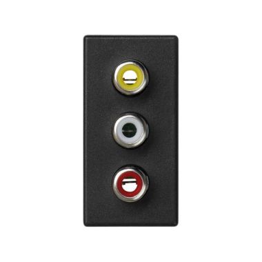 K45 plaat 1/2 mech met 3 connectoren RCAudio & VIDEO schroefaansluiting Grafiet