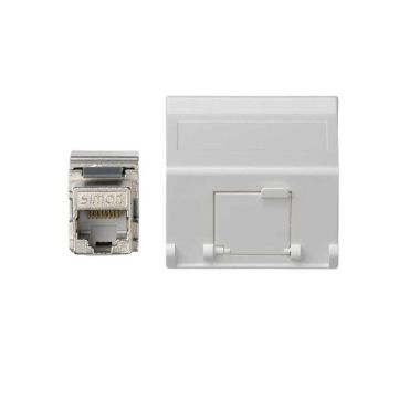 K45 Plaque VDM Incliné avec volet 1 x RJ 45 Cat. 5e FTP - Bl