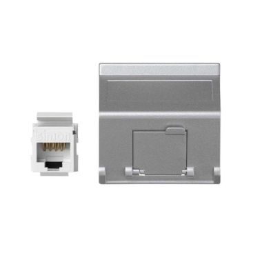 K45 Plaque VDM Incliné avec volet 1 x RJ 45 Cat. 5e UTP - Al