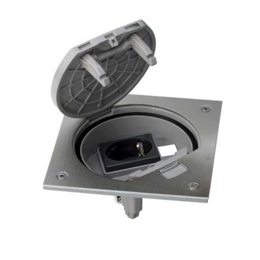 K45 Mechanismehouderman sluiting +1 Stopcontact +1x voor RJ45 inox