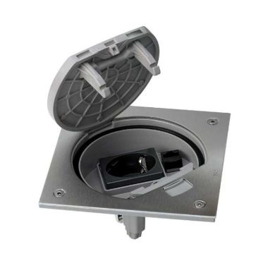 K45 Porte-mécanismes fermeture man. avec 1 prise avec RJ 45 Cat6e inox