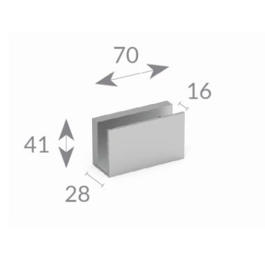 "U" support voor installatie op Glas deurs voor Basic Magnet MEX70