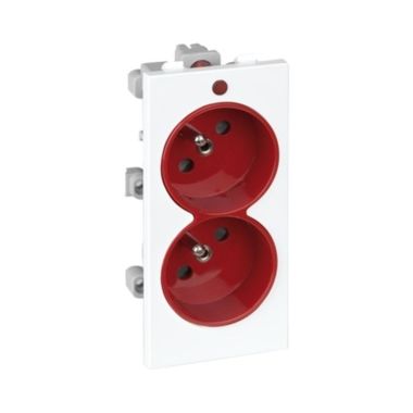 CIMA 500 dubbel stopcontact Fr/Belg + lamp Rood/Wit