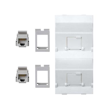 CIMA 500 schuin plaat VDM met stofklep 2xRJ45 C 5U Wit