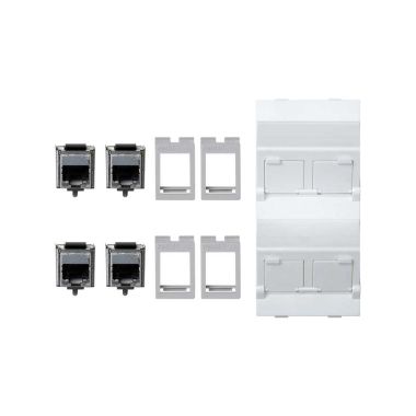 CIMA 500 schuin plaat VDM met stofklep 4xRJ45 C 6F 1wit