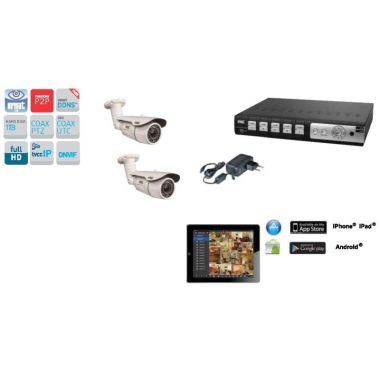 Kit 2x camera AHD 3,6mm 1080P + DVR 4 kanalen 1080P