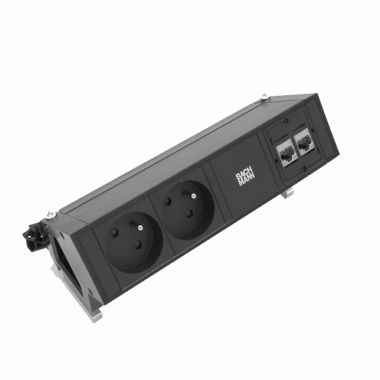 DESK2 3 modules (2x UTE + 2x CAT6 A) zwart RAL9005