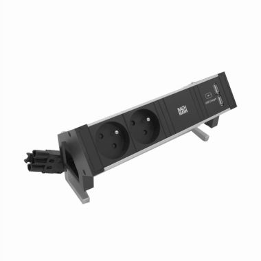 DESK2 3 modules (2x UTE + 1xUSB CHARGER A/A) alu/black