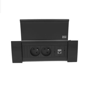 POWER FRAME COVER 3 modules (2x UTE + 1xCAT6 A) noir RAL9005