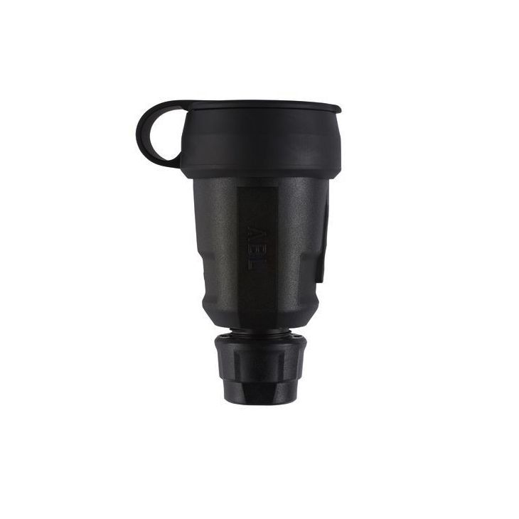 Fiches, interrupteurs et prises de courant - ABL - Hightech fiche femelle (Schuko) Elamid, noir, manchon, IP44 - 100000080