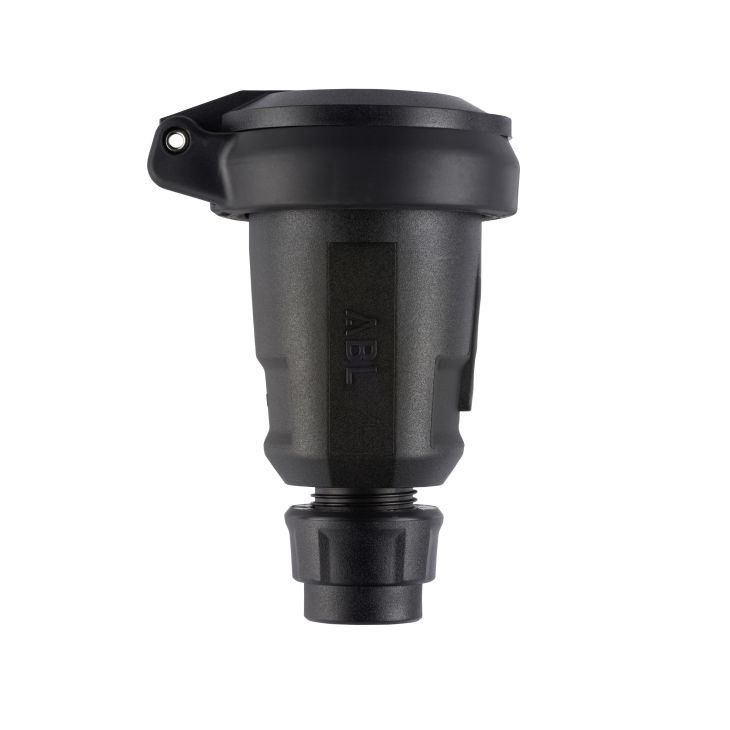 Fiches, interrupteurs et prises de courant - ABL - Hightech fiche femelle (Schuko) Elamid, noir, clapet ferm. auto, IP54 - 100000084