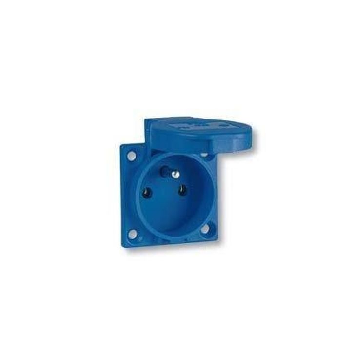 Stekkers, schakelaars en stopcontacten - Famatel - Stopcontact Mono Blauw Belg.2P+A 16A 230V IP44 - 10003B