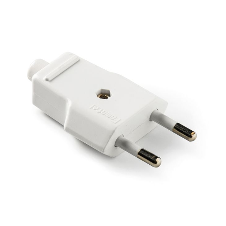 Stekkers, schakelaars en stopcontacten - Famatel - Stekker 2Pol 2.5A 220V wit - 1001-BE