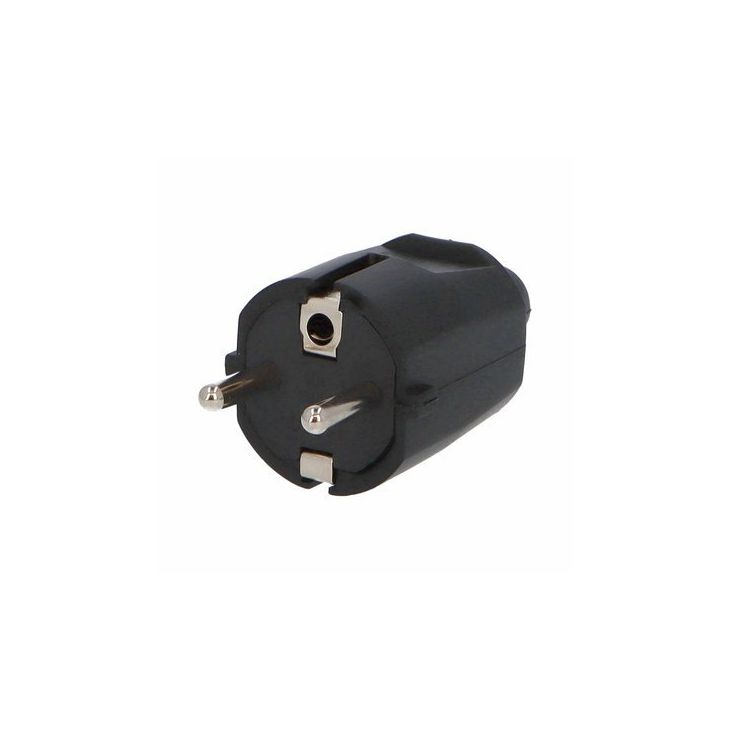 Stekkers, schakelaars en stopcontacten - Famatel - Stekker PVC 2Pol +A Zwart met Barcode - 1105-N