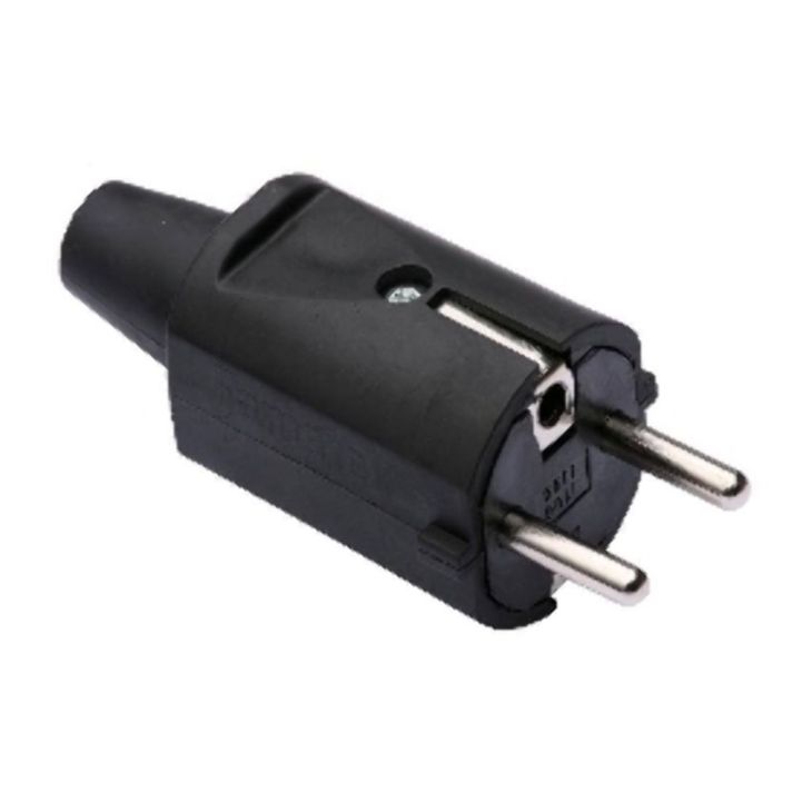 Stekkers, schakelaars en stopcontacten - Famatel - Stekker van rubber zwart 2 polig 10/16A-250V IP20 - 1106-BE