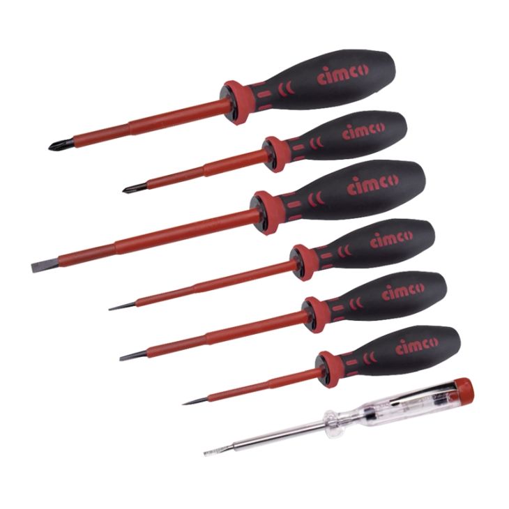 Gereedschap en beschermingsmateriaal - Cimco - Schroevendraaier Set Sleuf en PH 1000V VDE, 7-delig - 117800
