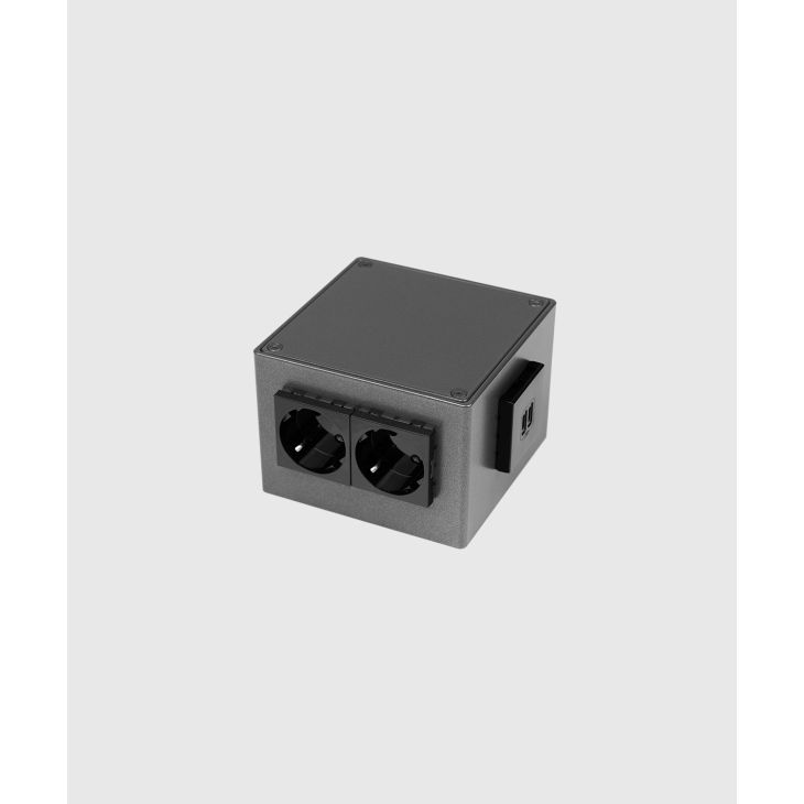 Électrification des bureaux et gestion des câbles - Bodensteckdosen - Boîte de sol en saillie 1206 - 6 modules (4x UTE + 2x USB A/C charger), DB703 - 1206-2-7-FR