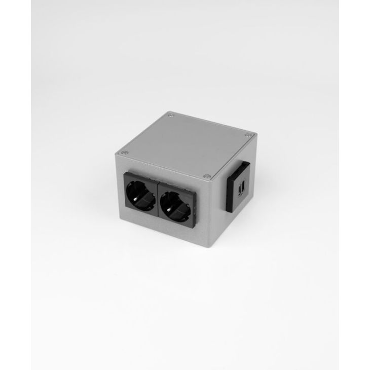 Électrification des bureaux et gestion des câbles - Bodensteckdosen - Boîte de sol en saillie 1206 - 6 modules (4x UTE + 2x USB A/C charger), DB701 - 1206-2-6-FR