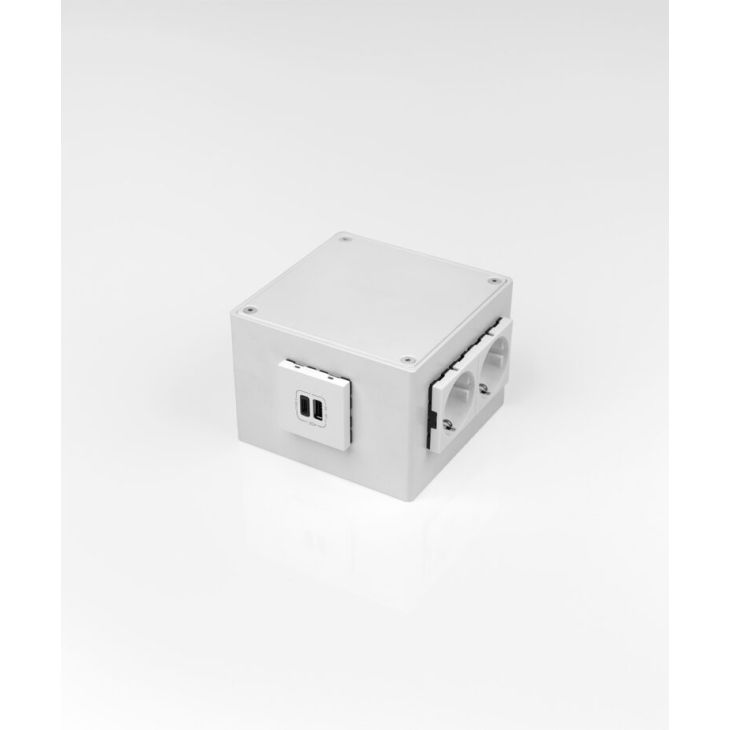 Électrification des bureaux et gestion des câbles - Bodensteckdosen - Boîte de sol en saillie 1206 - 6 modules (4x UTE + 2x USB A/C charger), RAL9005 - 1206-2-9-FR