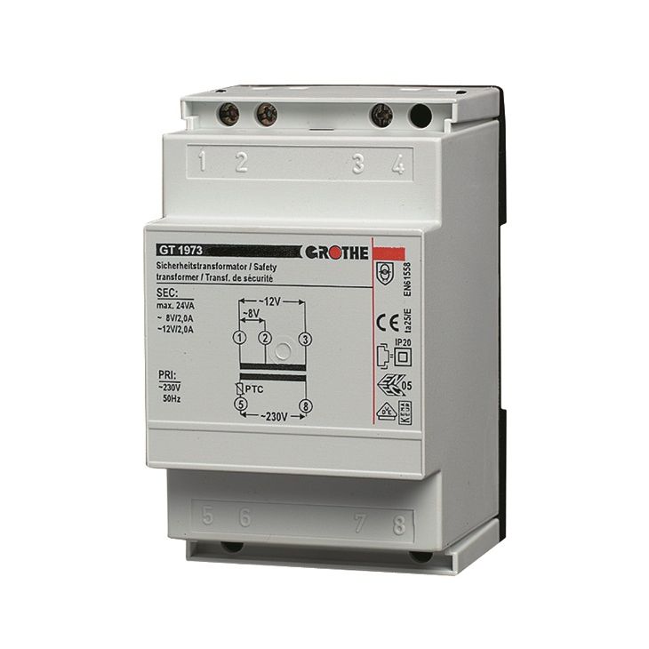 Deurcommunicatie en toegangscontrole - Grothe - GT 1973 Beltransformator GT 8-12 V AC (2,0/2,0 A) - 14034