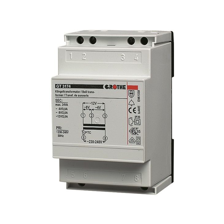 Deurcommunicatie en toegangscontrole - Grothe - GT 3174 Beltransformator GT 8 V AC (2,0 A) - 14074