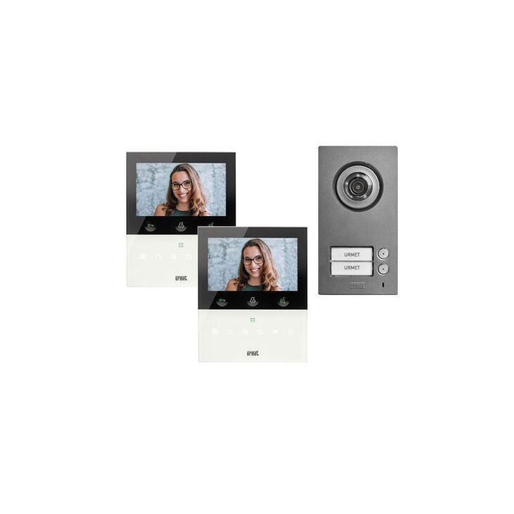 Communication de porte et contrôle d'accès - Urmet - 2Voice kit vidéo bi-familial poste de rue Mikra2+moniteur 5 Wifi (1784/726) - 1784/726