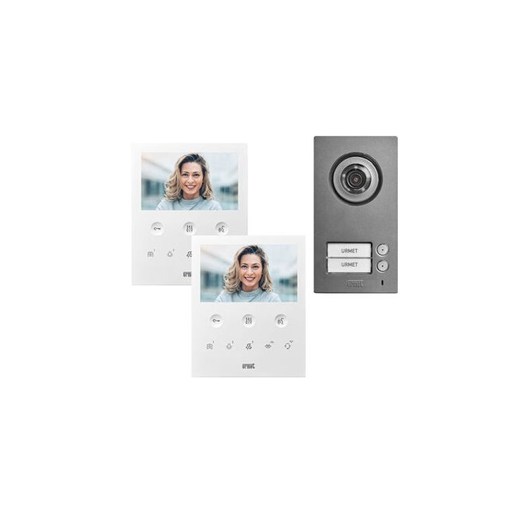 Communication de porte et contrôle d'accès - Urmet - 2Voice kit vidéo bi-familial poste de rue Mikra2+moniteur 5 standard(1784/782) - 1784/782