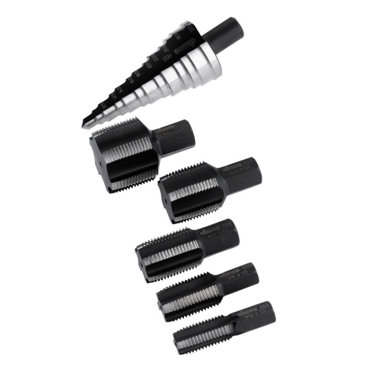 Gereedschap en beschermingsmateriaal - Cimco - Assortiment Tap en Stappenboor, 6-delig - 201250
