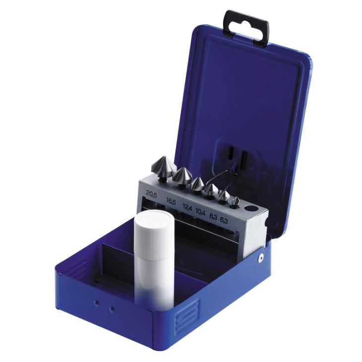 Gereedschap en beschermingsmateriaal - Cimco - Verzinkboor 90° Bit Assortiment, 6-delig in metalen klembox - 201989